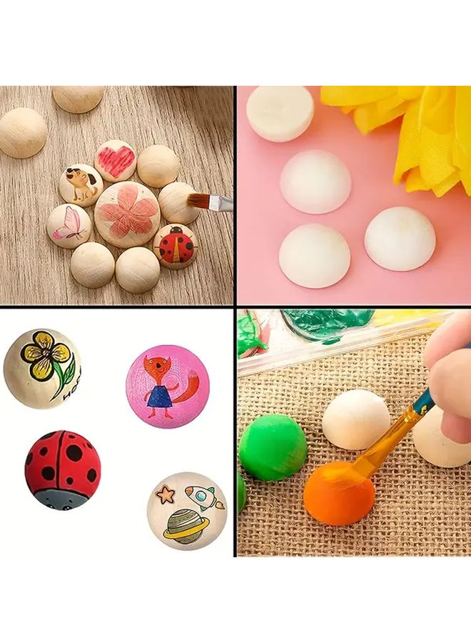 Natural Unfinished Wooden Half Sphere Beads 50mm 5pcs DIY Craft Jewelry Making Supplies - Image 5